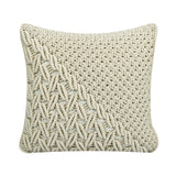 Abstract Pattern Cotton & Polyester 16" x 16" Macrame Cushion Cover (White)