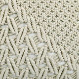 Abstract Pattern Cotton & Polyester 16" x 16" Macrame Cushion Cover (White)