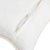 Abstract Pattern Cotton & Polyester 16" x 16" Macrame Cushion Cover (White)