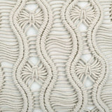 Wavy Pattern Cotton & Polyester 16" x 16" Macrame Cushion Cover (White)