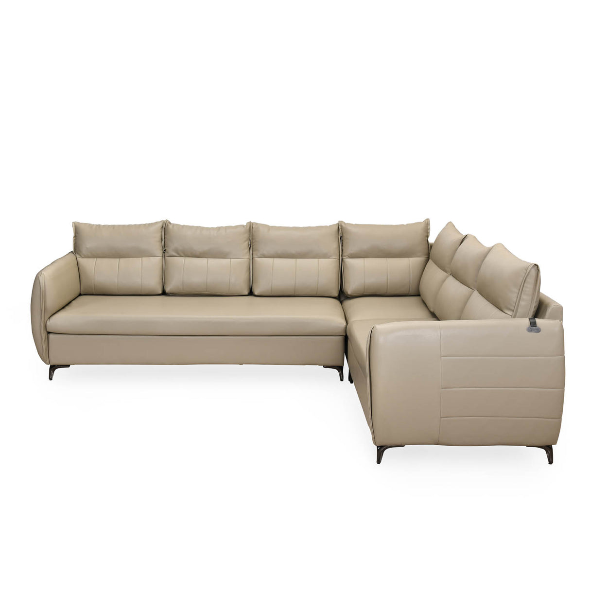 Infinia 3+2+1 Seater Leatherette Sofa Set with Left Corner Sofa- Beige