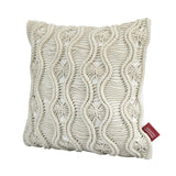 Wavy Pattern Cotton & Polyester 16" x 16" Macrame Cushion Cover (White)
