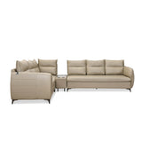 Infinia 3+2+1 Seater Leatherette Sofa Set with Right Corner Sofa and Rectangle Console- Beige