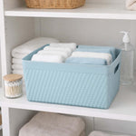 Weave Pattern Polypropylene Storage Basket- Mint, 25.8 x 17.2 x 11.8 cm