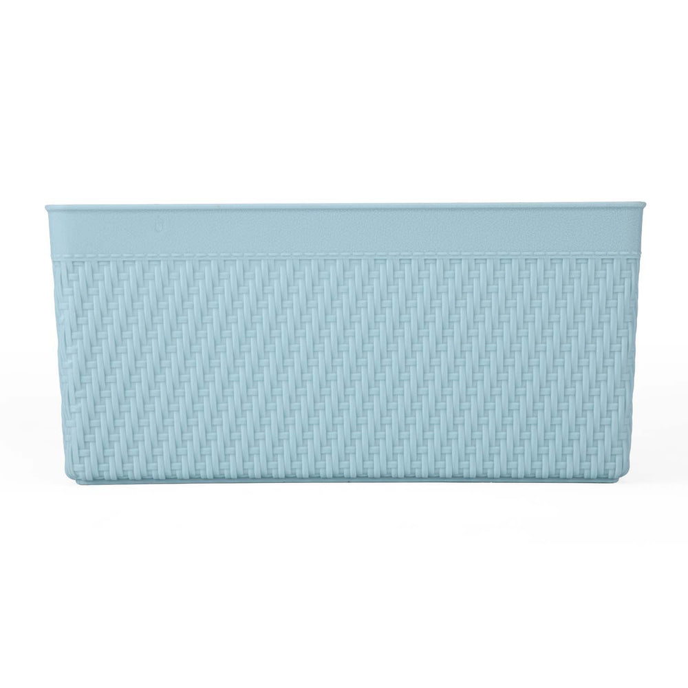 Weave Pattern Polypropylene Storage Basket- Mint, 25.8 x 17.2 x 11.8 cm