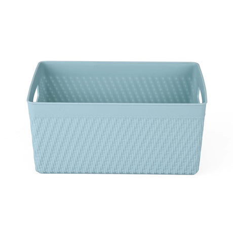 Weave Pattern Polypropylene Storage Basket- Mint, 25.8 x 17.2 x 11.8 cm