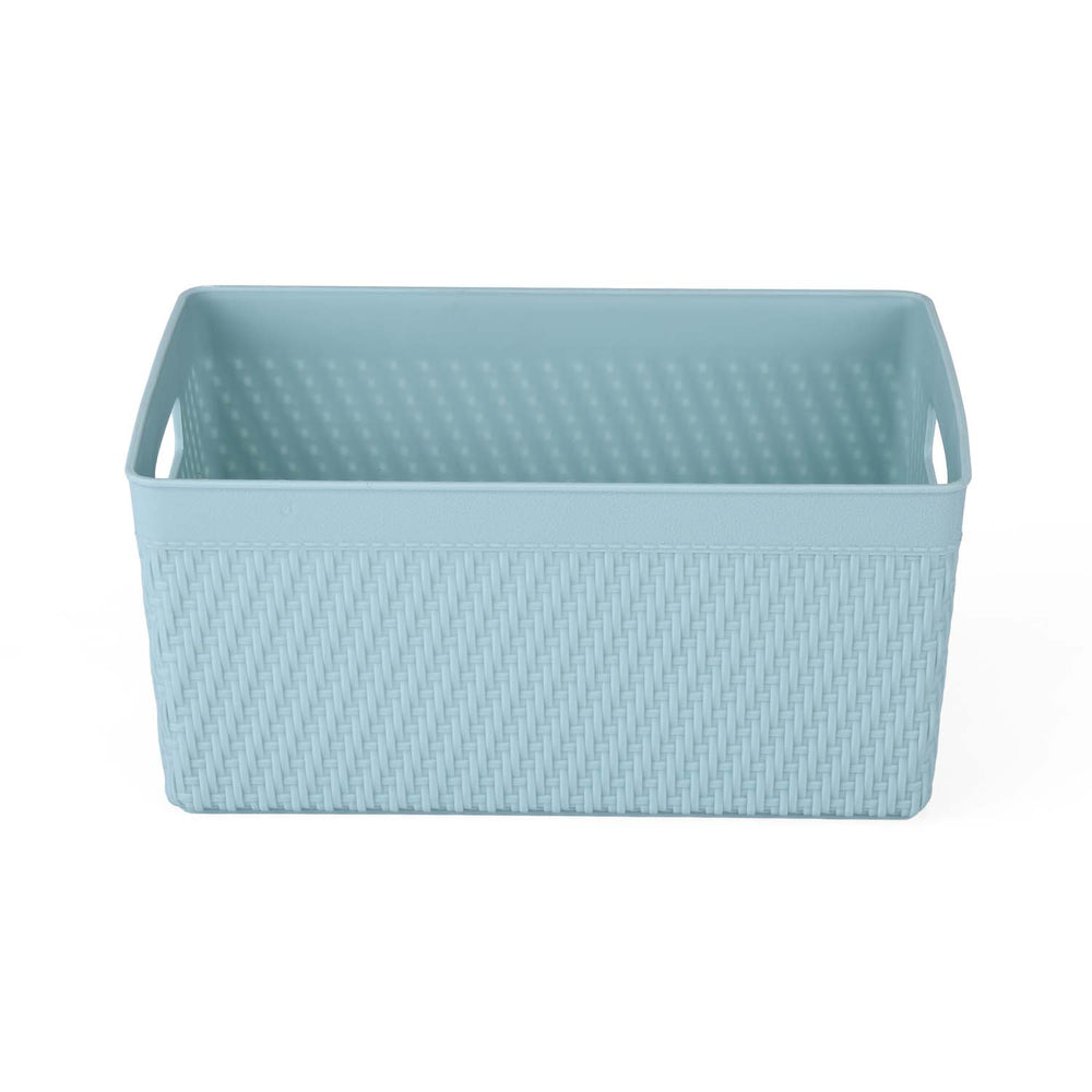 Weave Pattern Polypropylene Storage Basket- Mint, 25.8 x 17.2 x 11.8 cm