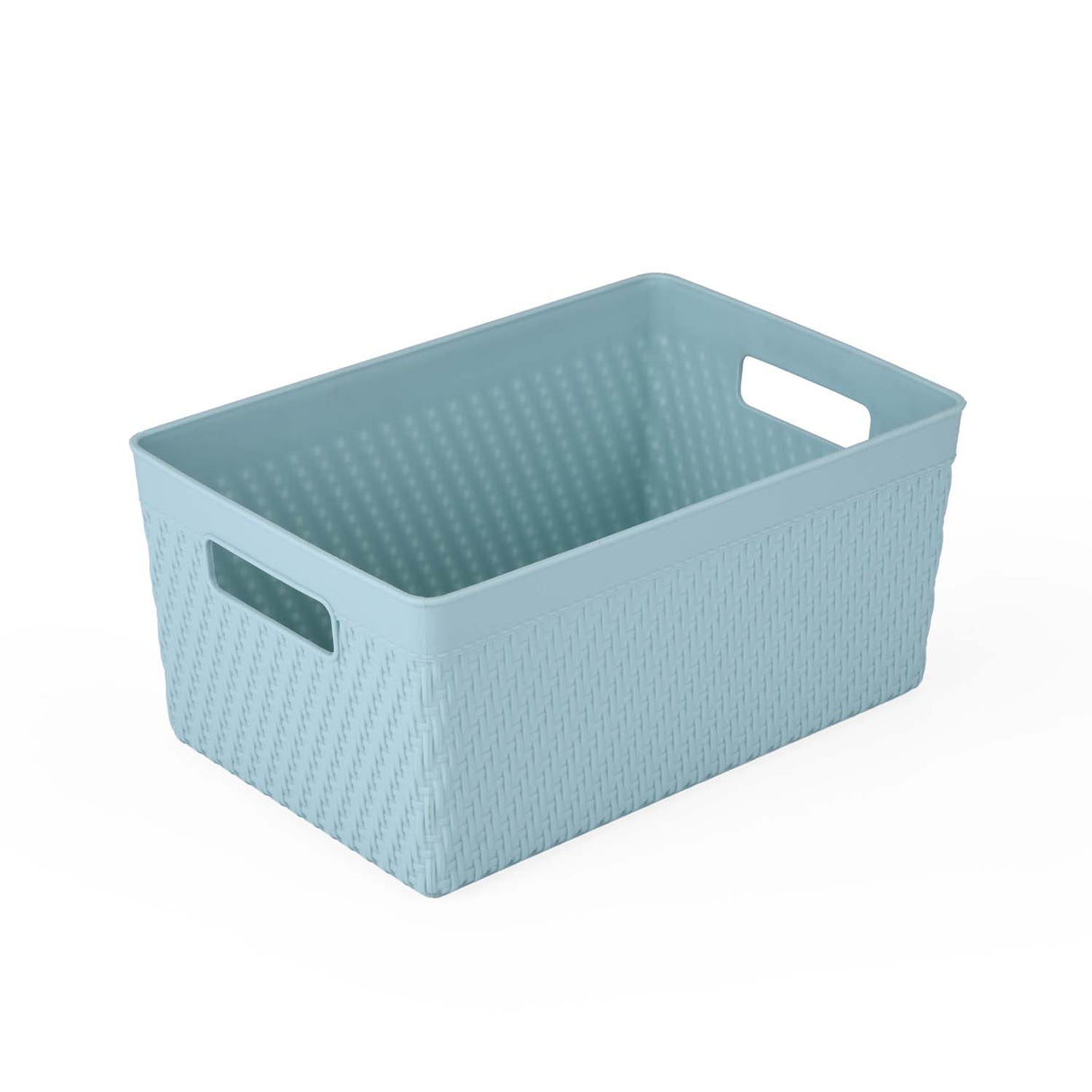Weave Pattern Polypropylene Storage Basket- Mint, 25.8 x 17.2 x 11.8 cm