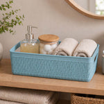 Weave Pattern Polypropylene Storage Basket- Mint, 16.4 x 10.5 x 6.6 cm
