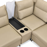 Infinia 3+2+1 Seater Leatherette Sofa Set with Left Corner Sofa and Rectangle Console- Beige