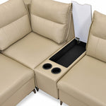 Infinia 3+2+1 Seater Leatherette Sofa Set with Right Corner Sofa and Rectangle Console- Beige