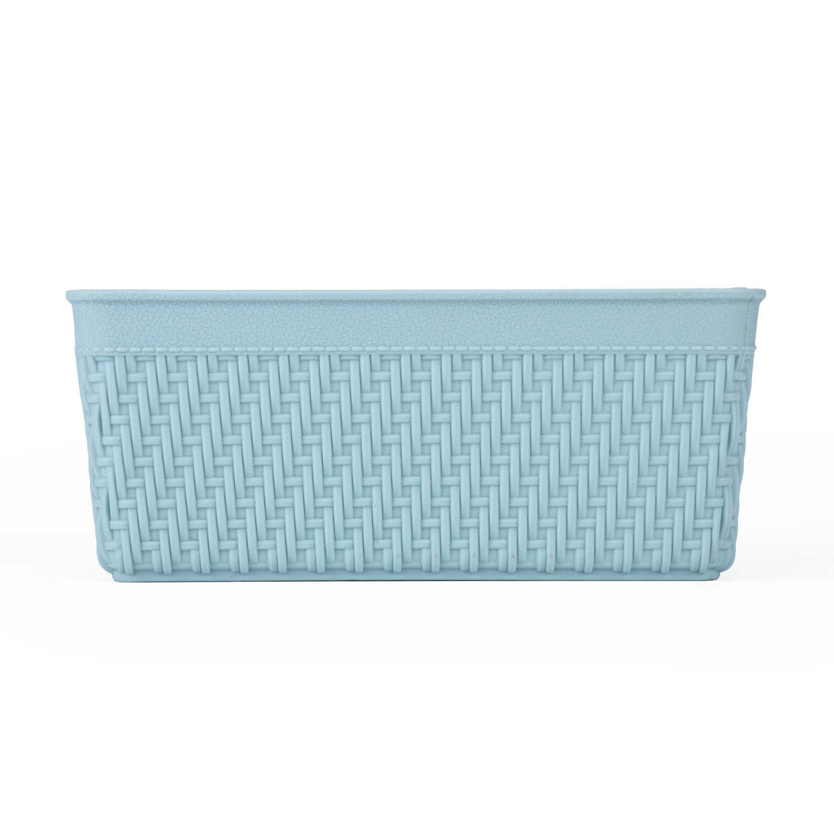 Weave Pattern Polypropylene Storage Basket- Mint, 16.4 x 10.5 x 6.6 cm