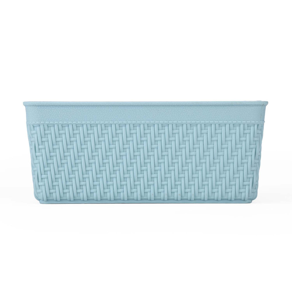 Weave Pattern Polypropylene Storage Basket- Mint, 16.4 x 10.5 x 6.6 cm