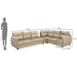 Infinia 3+2+1 Seater Leatherette Sofa Set with Left Corner Sofa- Beige
