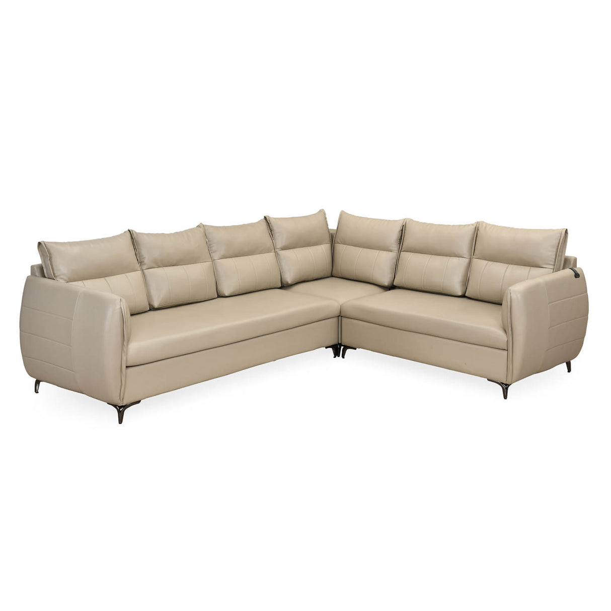 Infinia 3+2+1 Seater Leatherette Sofa Set with Left Corner Sofa- Beige