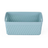 Weave Pattern Polypropylene Storage Basket- Mint, 16.4 x 10.5 x 6.6 cm