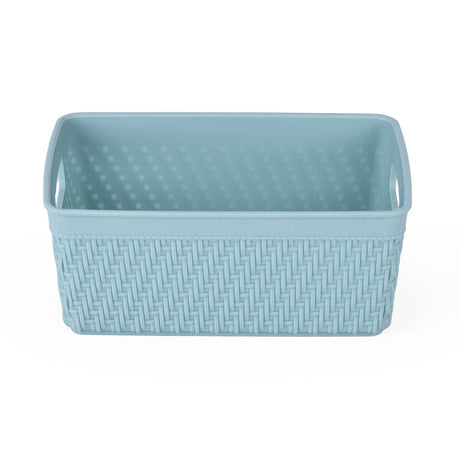 Weave Pattern Polypropylene Storage Basket- Mint, 16.4 x 10.5 x 6.6 cm