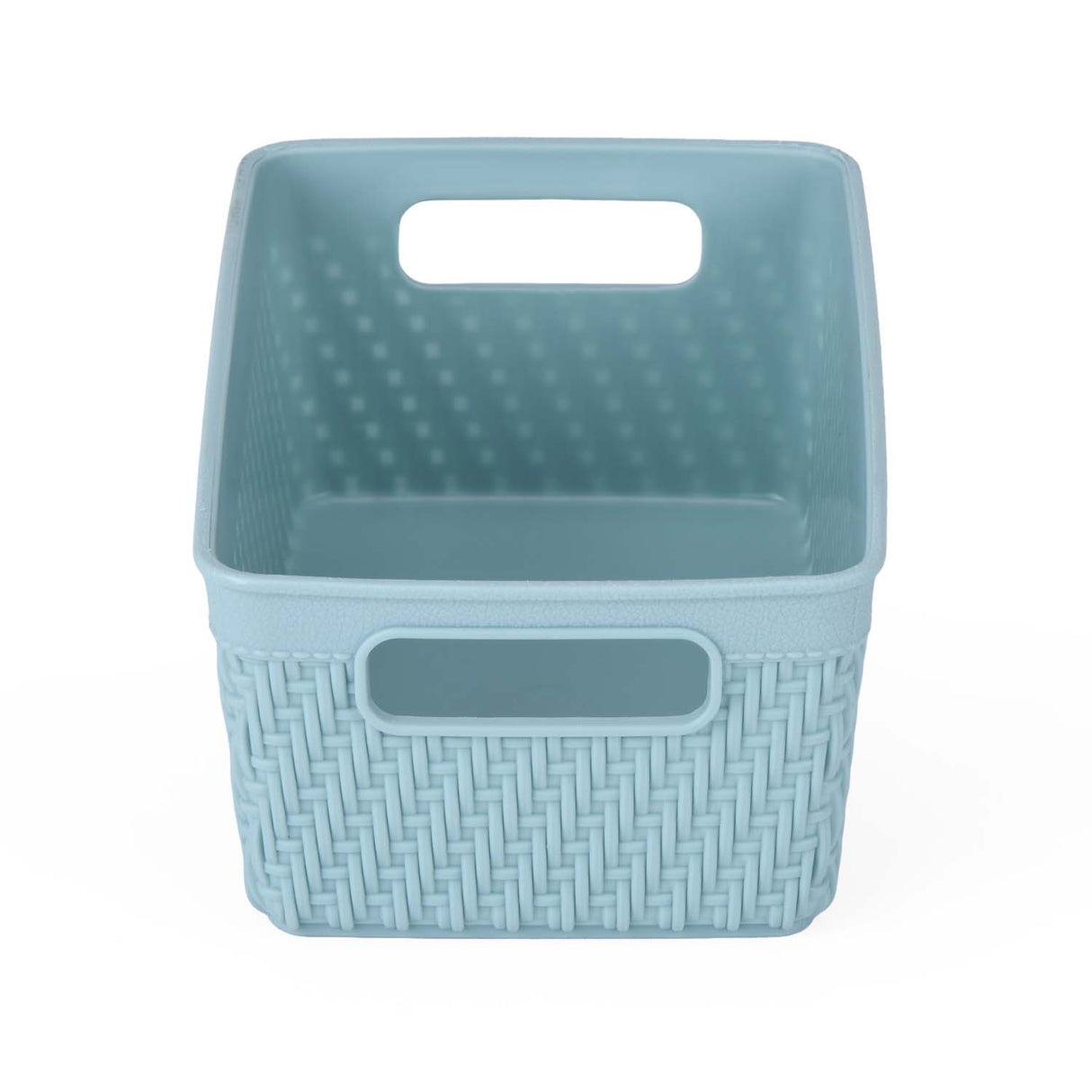 Weave Pattern Polypropylene Storage Basket- Mint, 16.4 x 10.5 x 6.6 cm