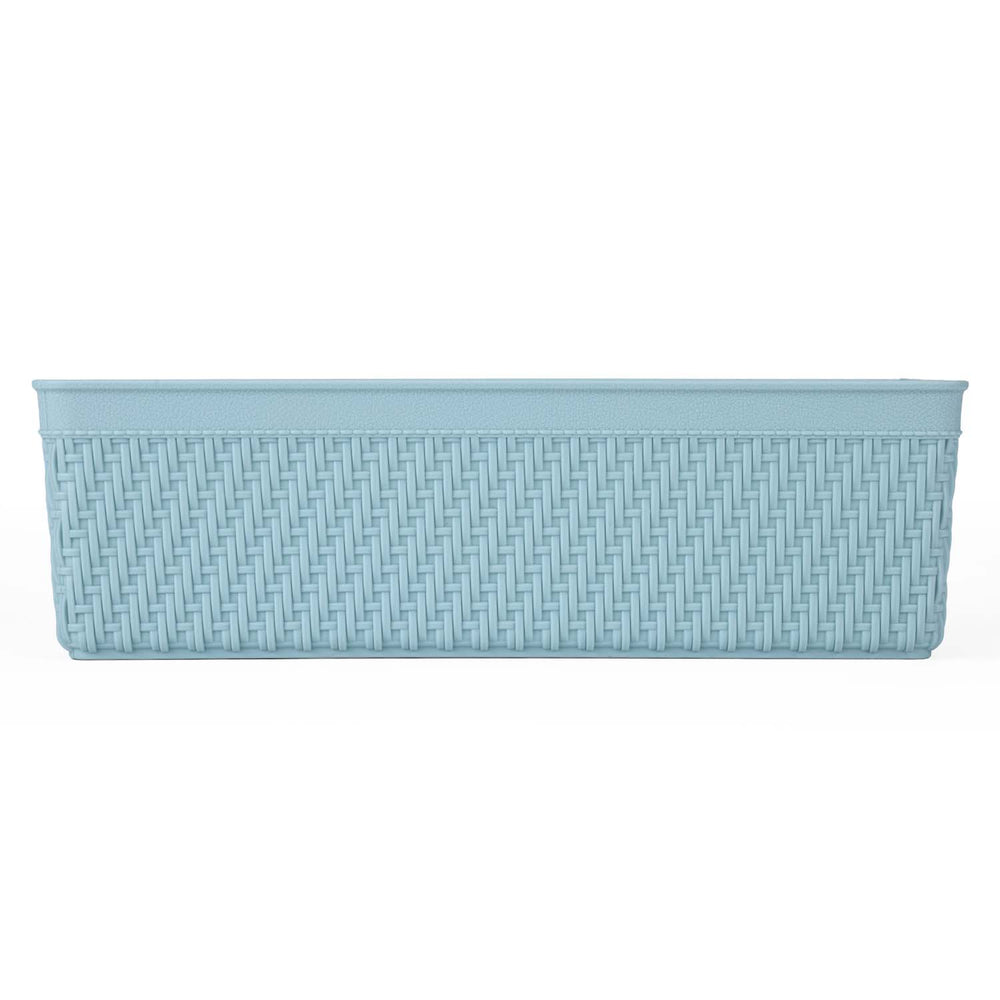 Weave Pattern Polypropylene Storage Basket- Mint, 24.1 x 10.3 x 7.2 cm