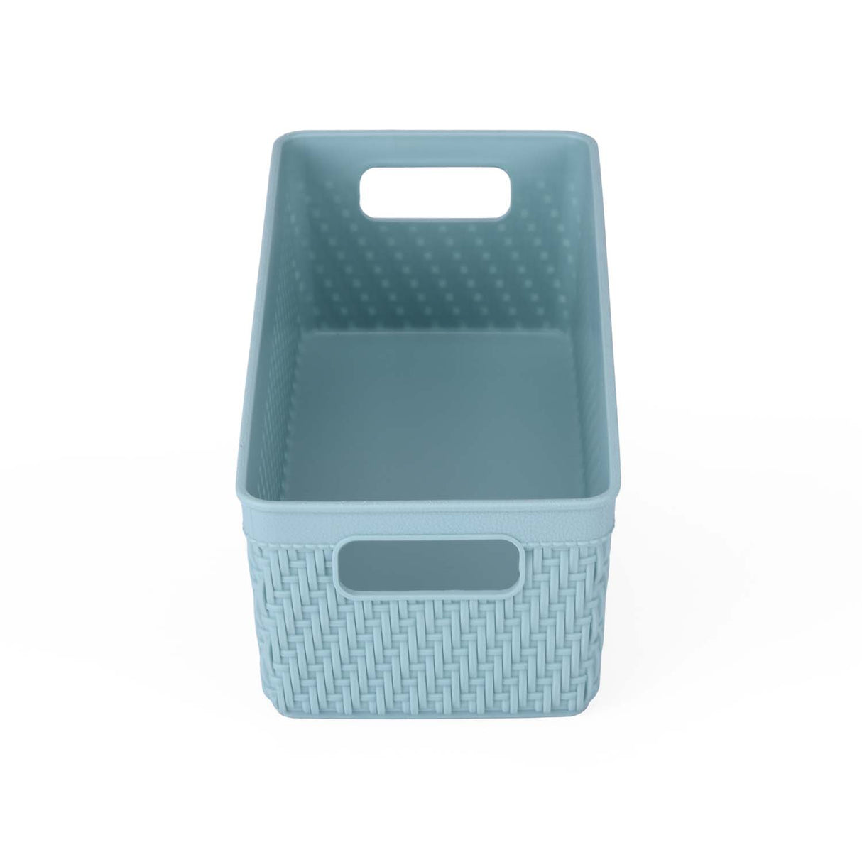 Weave Pattern Polypropylene Storage Basket- Mint, 24.1 x 10.3 x 7.2 cm