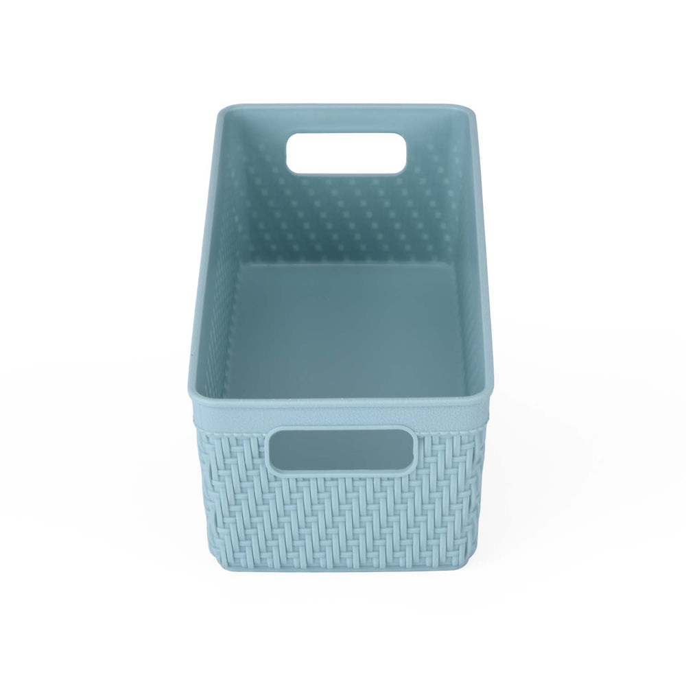 Weave Pattern Polypropylene Storage Basket- Mint, 24.1 x 10.3 x 7.2 cm