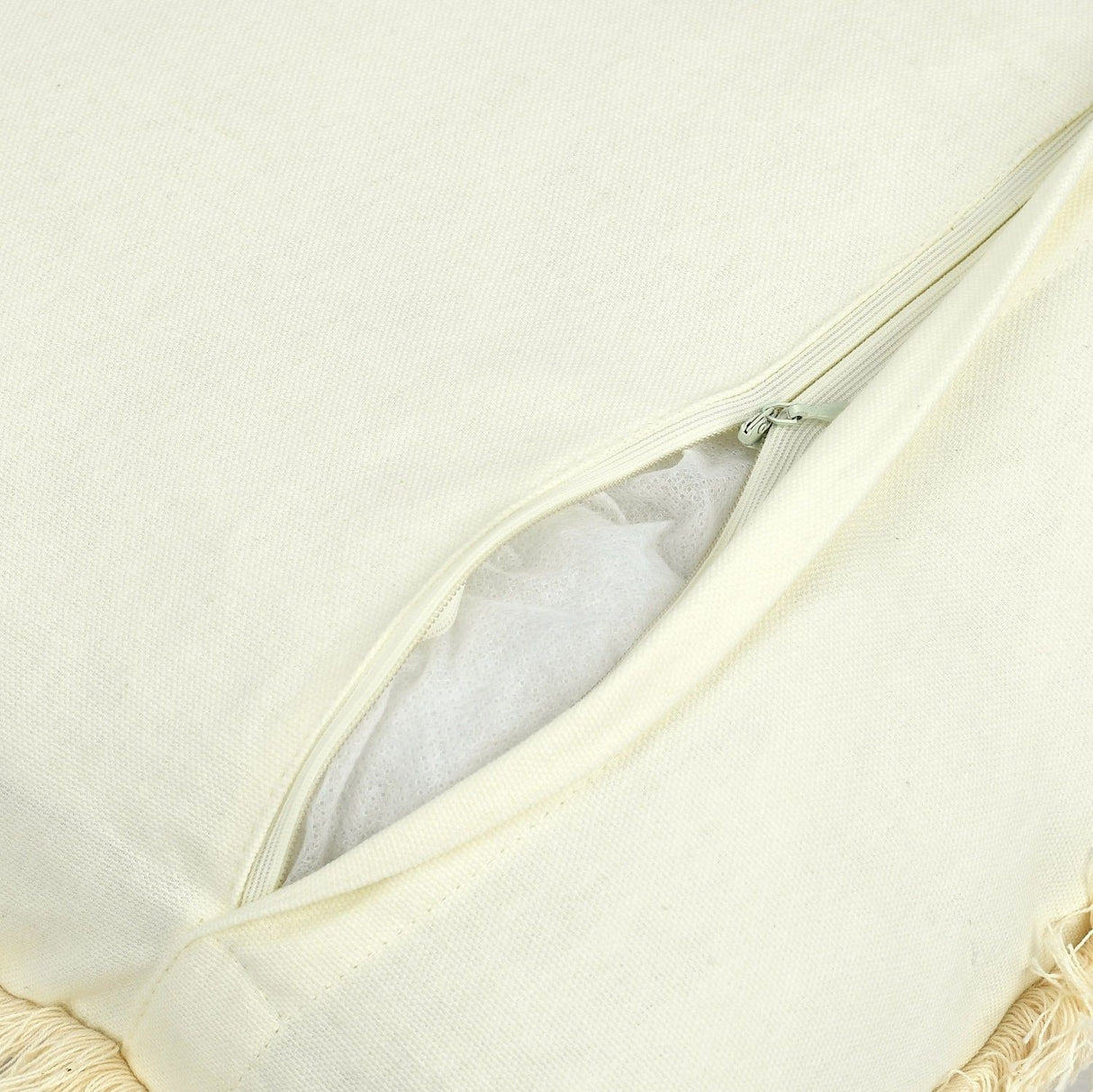 Pleated Cotton & Polyester 16" x 16" Cushion Cover (Cream)