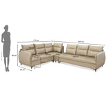 Infinia 3+2+1 Seater Leatherette Sofa Set with Right Corner Sofa and Rectangle Console- Beige
