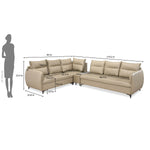 Infinia 3+2+1 Seater Leatherette Sofa Set with Right Corner Sofa and Rectangle Console- Beige