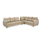 Infinia 3+2+1 Seater Leatherette Sofa Set with Left Corner Sofa and Rectangle Console- Beige