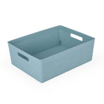Weave Pattern Polypropylene Storage Basket- Mint, 35.5 x 27.2 x 12.4 cm
