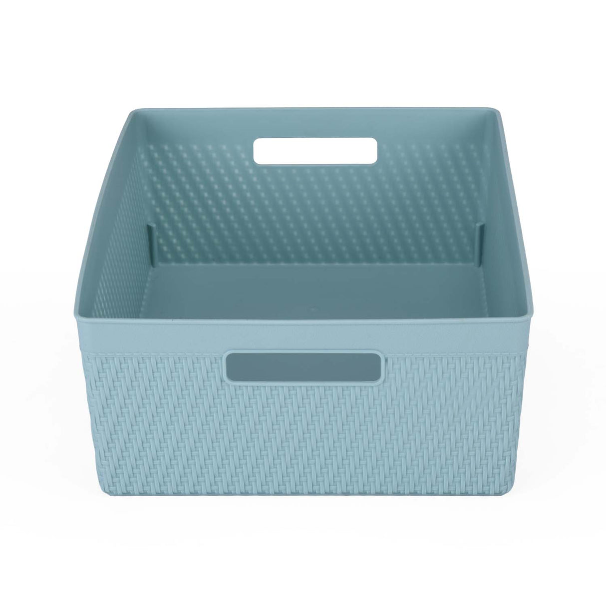 Weave Pattern Polypropylene Storage Basket- Mint, 35.5 x 27.2 x 12.4 cm