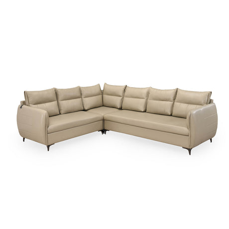 Infinia 3+2+1 Seater Leatherette Sofa Set with Right Corner Sofa- Beige