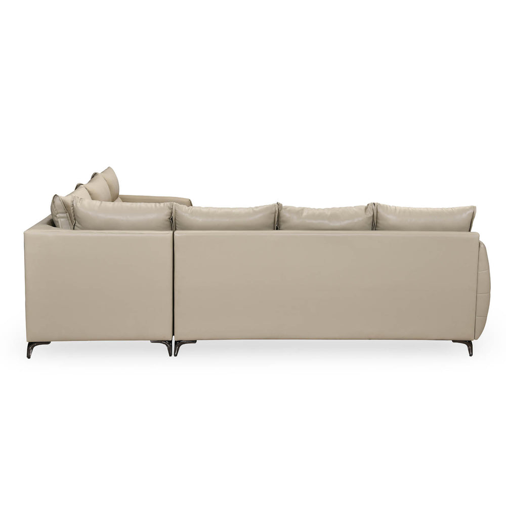 Infinia 3+2+1 Seater Leatherette Sofa Set with Left Corner Sofa- Beige