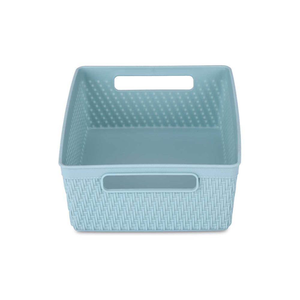 Weave Pattern Polypropylene Storage Basket- Mint, 23.5 x 17.8 x 7.7 cm