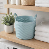 Weave Pattern Polypropylene Storage Basket- Mint, 16.2 x 15.7 x 18.4 cm