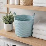 Weave Pattern Polypropylene Storage Basket- Mint, 16.2 x 15.7 x 18.4 cm