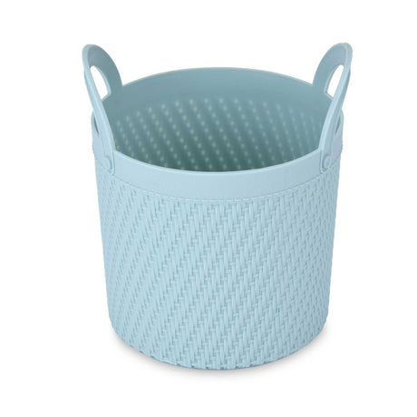 Weave Pattern Polypropylene Storage Basket- Mint, 16.2 x 15.7 x 18.4 cm