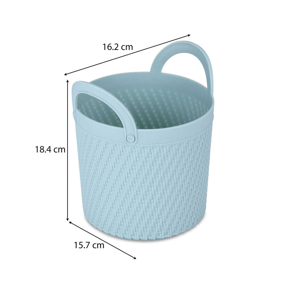Weave Pattern Polypropylene Storage Basket- Mint, 16.2 x 15.7 x 18.4 cm