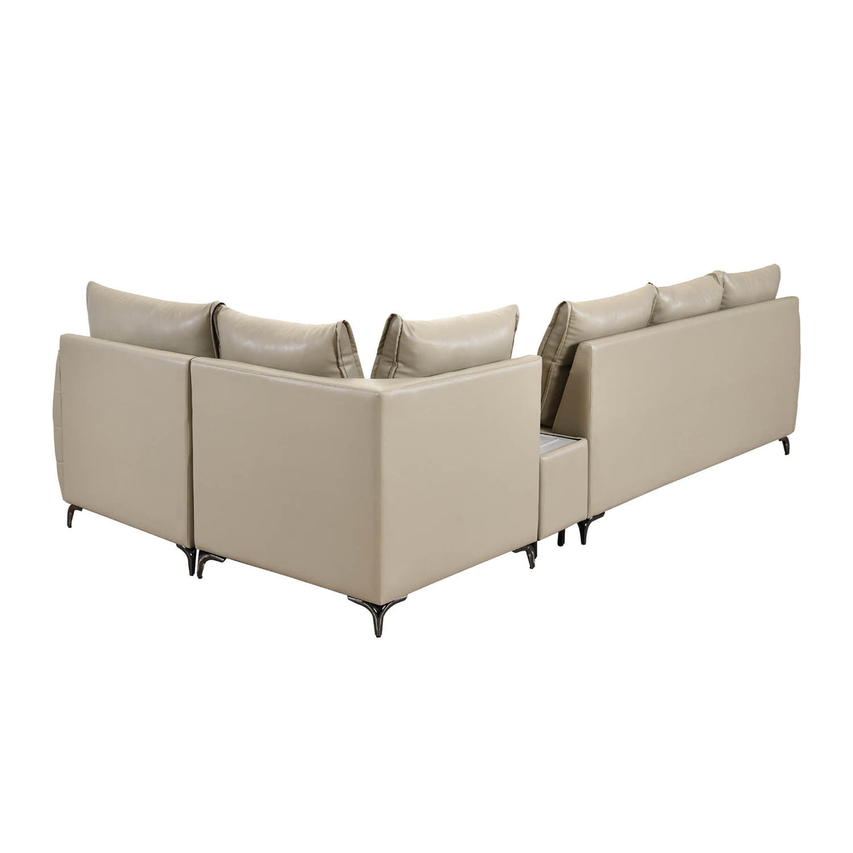 Infinia 3+1+1 Seater Leatherette Sofa Set with Left Corner Sofa and Rectangle Console- Beige
