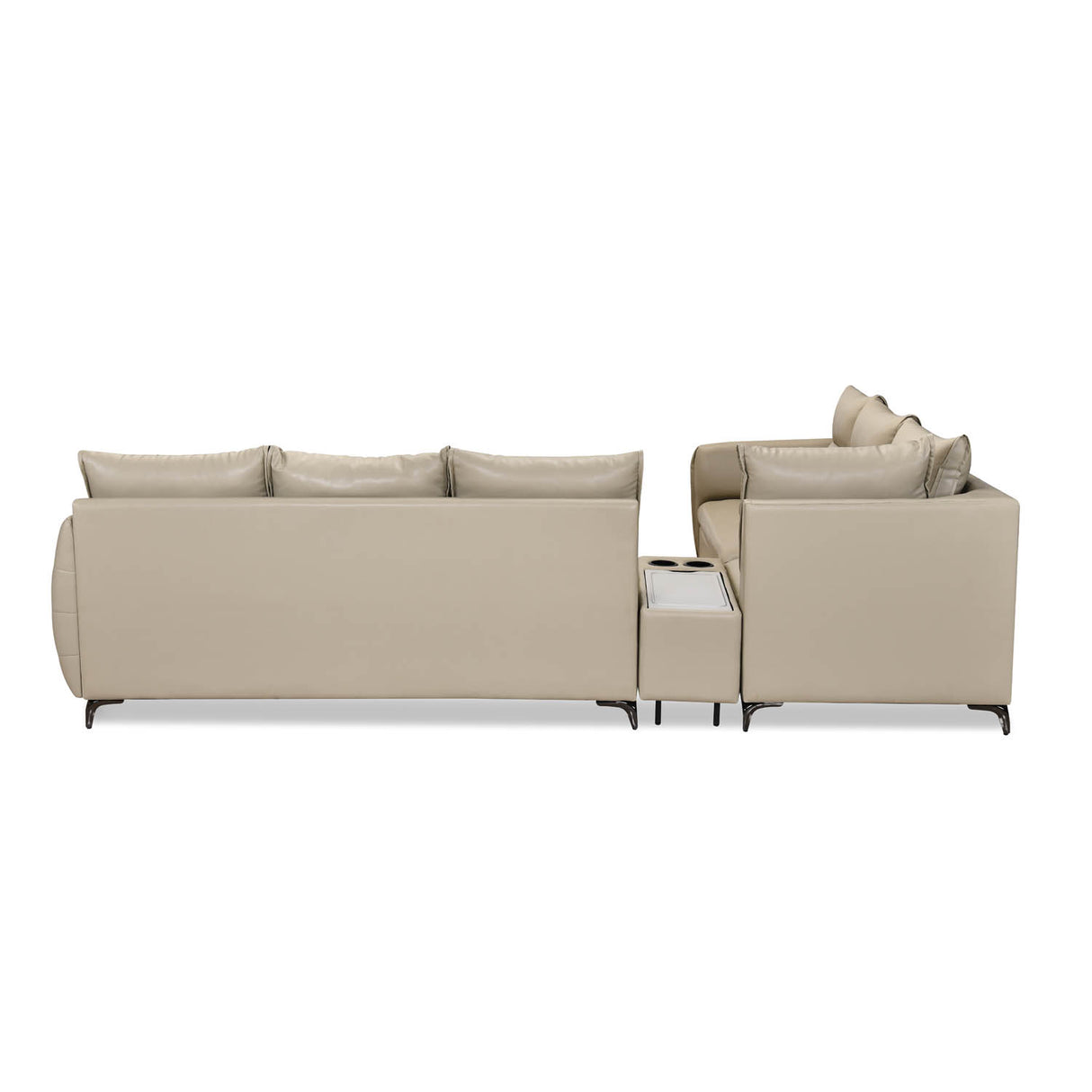Infinia 3+2+1 Seater Leatherette Sofa Set with Right Corner Sofa and Rectangle Console- Beige