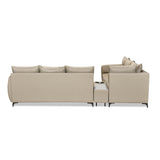 Infinia 3+2+1 Seater Leatherette Sofa Set with Right Corner Sofa and Rectangle Console- Beige