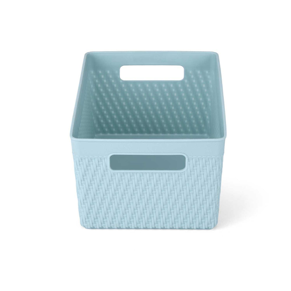 Weave Pattern Polypropylene Storage Basket- Mint, 21.4 x 15 x 9.7 cm