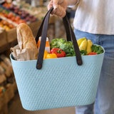 Weave Pattern Polypropylene Shopping Basket- Mint