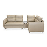 Infinia 2+1+1 Seater Leatherette Sofa Set with Left Corner Sofa and Rectangle Console- Beige