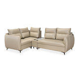 Infinia 2+1+1 Seater Leatherette Sofa Set with Right Corner Sofa and Rectangle Console- Beige