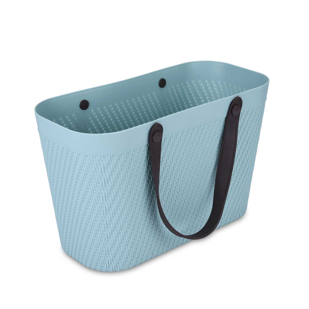 Weave Pattern Polypropylene Shopping Basket- Mint