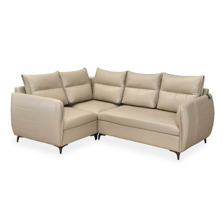 Infinia 2+1+1 Seater Leatherette Sofa Set with Right Corner Sofa- Beige