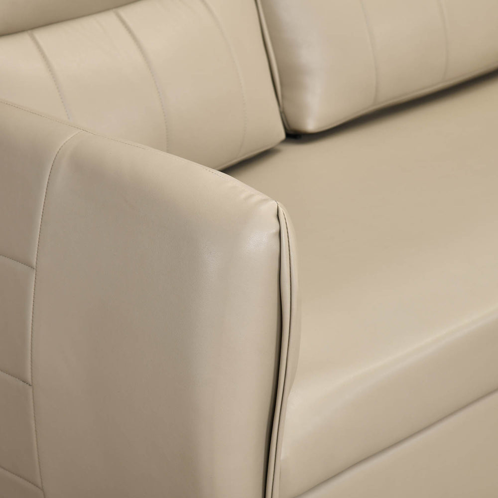 Infinia 3+3+1 Seater Leatherette Sofa Set with Right Corner Sofa and Rectangle Console- Beige