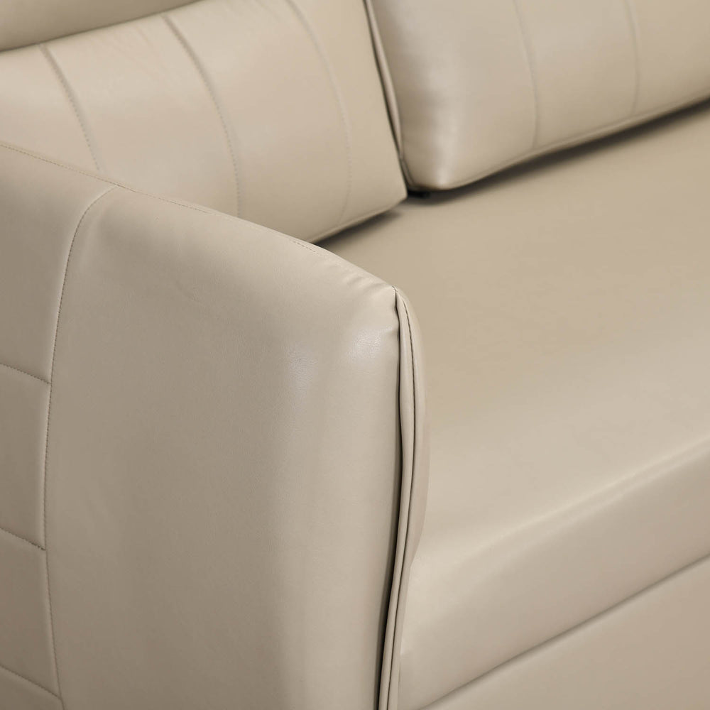 Infinia 2+2 Seater Leatherette Sofa Set with Rectangle Console- Beige