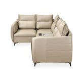 Infinia 2+1+1 Seater Leatherette Sofa Set with Right Corner Sofa and Rectangle Console- Beige